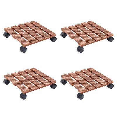 vidaXL Podstavce pod kvetináč 4 ks hnedé 30x30x7,5 cm WPC