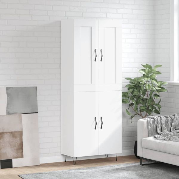 vidaXL Vysoká skrinka lesklá biela 69,5x34x180 cm spracované drevo