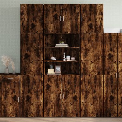 vidaXL Vysoká skrinka dymový dub 80x42,5x249 cm kompozitné drevo