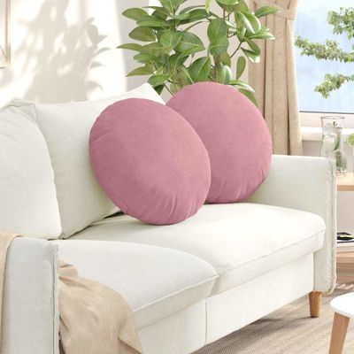 vidaXL Vankúše na sedenie 2 pcs Ružová Ø50 x 19 cm Zamat