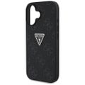 Guess Hardcase PU Grained Hot Stamp 4G Triangle Metal Puzdro pre iPhone 16 6,1" Čierna