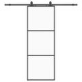 vidaXL Posuvné dvere s kovaním čierne 76x205 cm ESG sklo