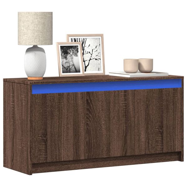 vidaXL TV stolík s LED hnedý dub 100x34x50 cm kompozitné drevo
