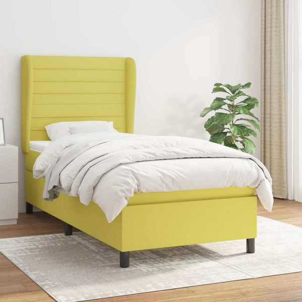 vidaXL Posteľný rám boxsping s matracom zelený 80x200 cm látka