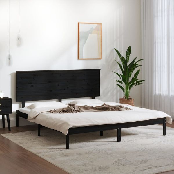 vidaXL Posteľný rám čierny borovicový masív 160x200 cm