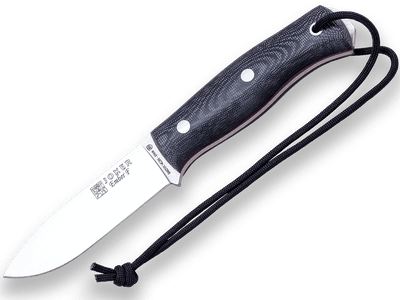 JOKER CM123 EMBER FLAT outdoorový nôž 10,5 cm, čierna, Micarta, kožené puzdro, paracord