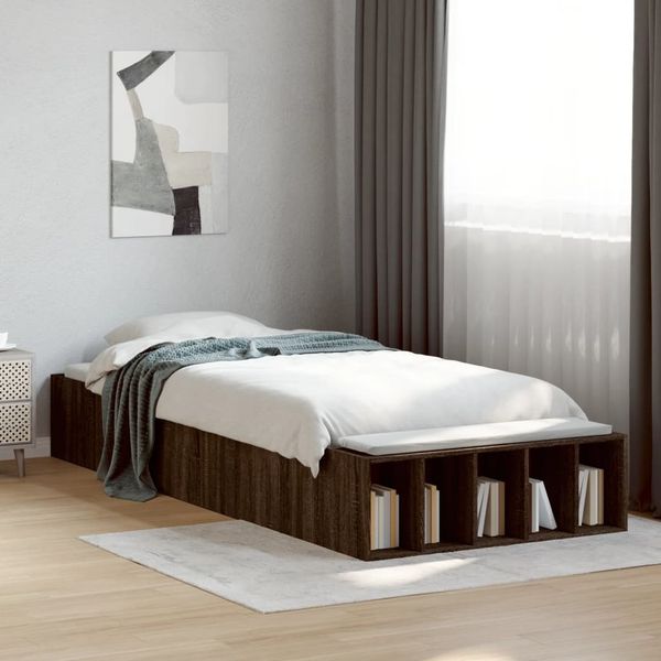 vidaXL Posteľný rám hnedý dub 100x200 cm kompozitné masív