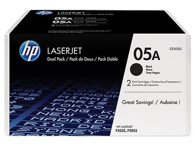 HP tlačová kazeta čierna veľká, CE505D - 2 pack