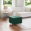 vidaXL Ottoman s Úložným Priestorom Tmavozelená 60 x 60 x 45 cm Zamat