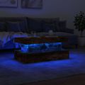 vidaXL Konferenčný stolík s LED svetlami dymový dub 90x50x40 cm