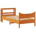 vidaXL Posteľný rám s čelom voskovo hnedý 75x190 cm borovicový masív