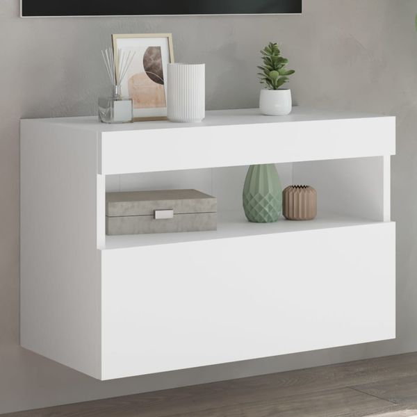 vidaXL TV nástenná skrinka s LED svetlami biela 60x30x40 cm