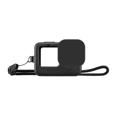 Silikónové puzdro Puluz pre GoPro HERO12, HERO11, HERO10 a HERO9 Black s krytom objektívu a remienkom (čierne)