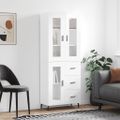 vidaXL Vysoká skrinka lesklá biela 69,5x34x180 cm spracované drevo