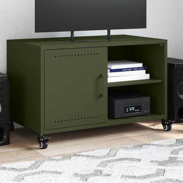vidaXL TV skrinka olivovo-zelená 68x39x43,5 cm oceľ