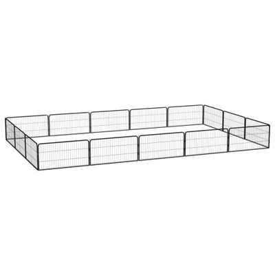 vidaXL Ohrádka pre psov 16 panelov čierna 100x50 cm práškovaná oceľ