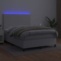 vidaXL Boxspring posteľ s matracom a LED biela 140x200 cm umelá koža