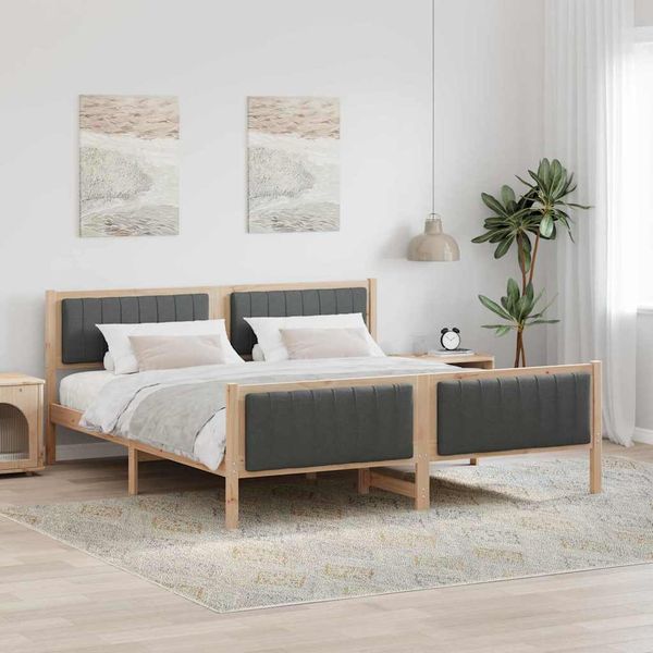 vidaXL Rám postele hnedá a tmavosivá 180 x 200 cm Borovicový masív