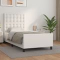vidaXL Posteľný rám s čelom biely 100x200 cm umelá koža