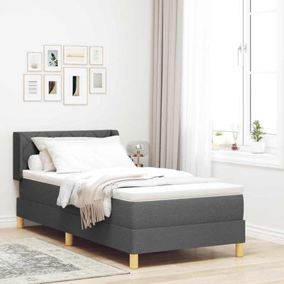 vidaXL Posteľ s pružinovým rámom Tmavo šedá 190 x 90 cm látka