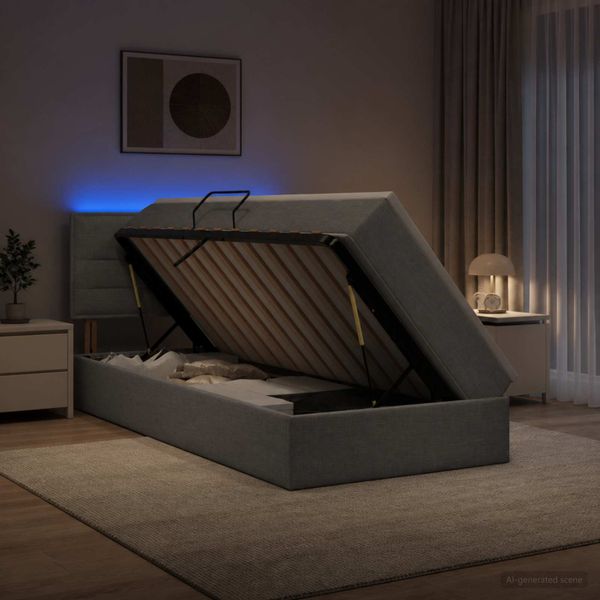 vidaXL LED úložná posteľ s matracom Svetlosivá 90 x 200 cm Látka
