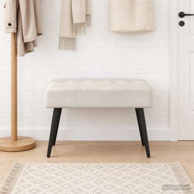 vidaXL Lavica s gombíkovým prešívaním Krémová 60 x 40 x 45 cm Zamat
