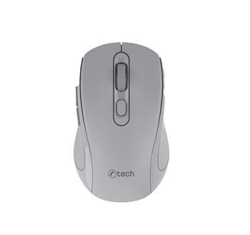 C-TECH myš WLM-12 Dual mode, bezdrôtová, BT5.0 + 2,4GHz, 1600DPI, 6 tlačidiel, USB nano receiver, sivá
