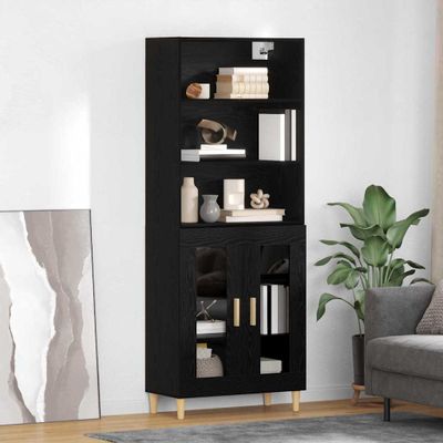 vidaXL Highboard Čierny dub 69,5 x 32,5 x 180 cm Kompozitné drevo