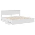 vidaXL Rám postele so zásuvkou Biela 200 x 200 cm Inžinierske drevo