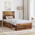 vidaXL Rám postele Staré drevo 90 x 190 cm Masívne borovicové drevo