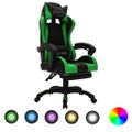 vidaXL Herná stolička s RGB LED svetlami zeleno-čierna umelá koža