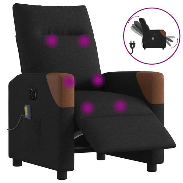vidaXL Elektrické masážne kreslo čierne látka