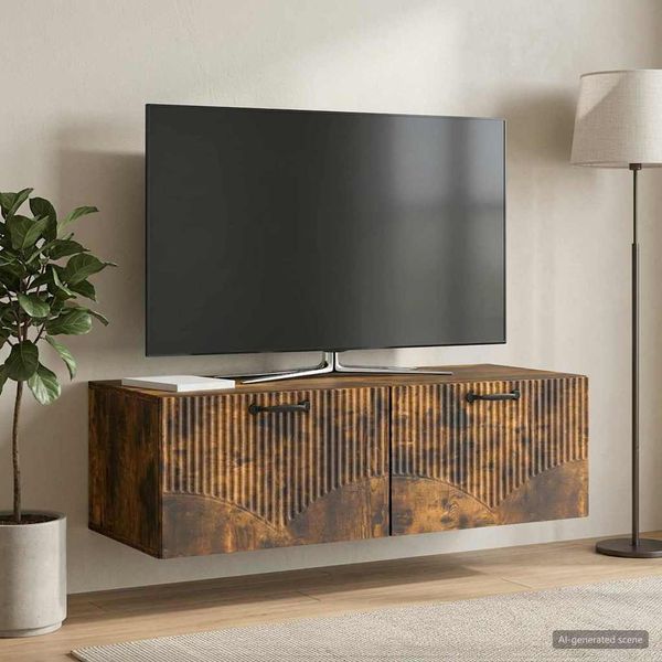 vidaXL Nástenná TV skrinka Dymový dub 98 x 41 x 30 cm Kompozitné drevo