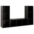 vidaXL TV skrinky 3 ks lesklé čierne 107x35x37 cm drevotrieska