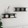 vidaXL Nástenné police 2 ks lesklé čierne 75x18x20 cm spracované drevo
