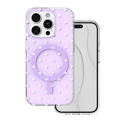 Puzdro Bubble Dots Mag pre iPhone 15 Pro 6,1" fialová