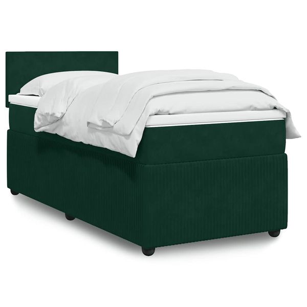 vidaXL Posteľný rám boxsping s matracom tmavozelený 80x200 cm zamat