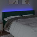 vidaXL Čelo postele s LED tmavozelené 203x16x78/88 cm zamat