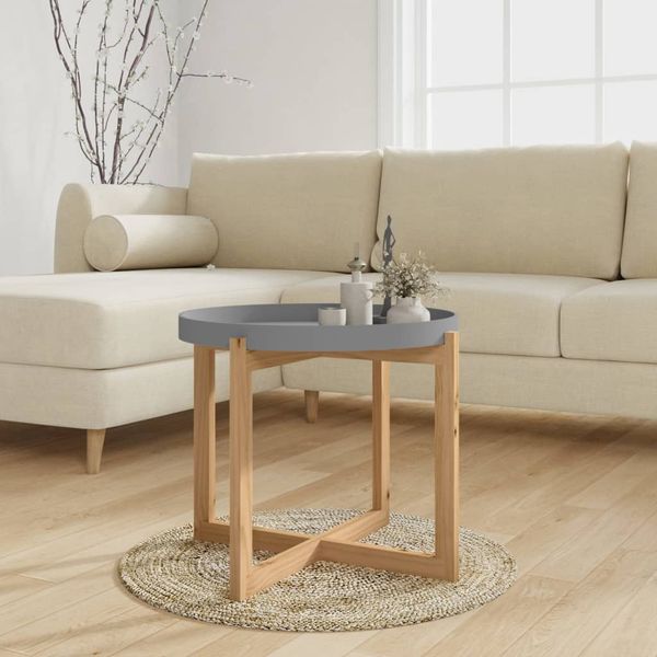 vidaXL Konferenčný stolík sivý 53x53x43,5 cm spracov. drevo a borovica