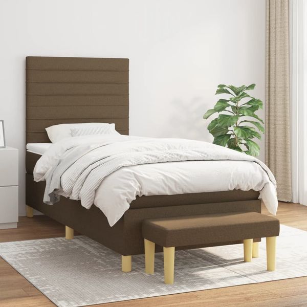 vidaXL Posteľný rám boxsping s matracom hnedý 90x200 cm látka