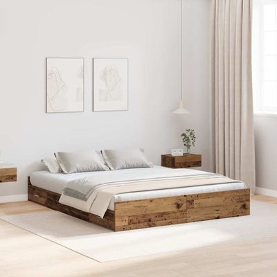 vidaXL Rám postele s úložným prostorem Staré drevo 140 x 190 cm