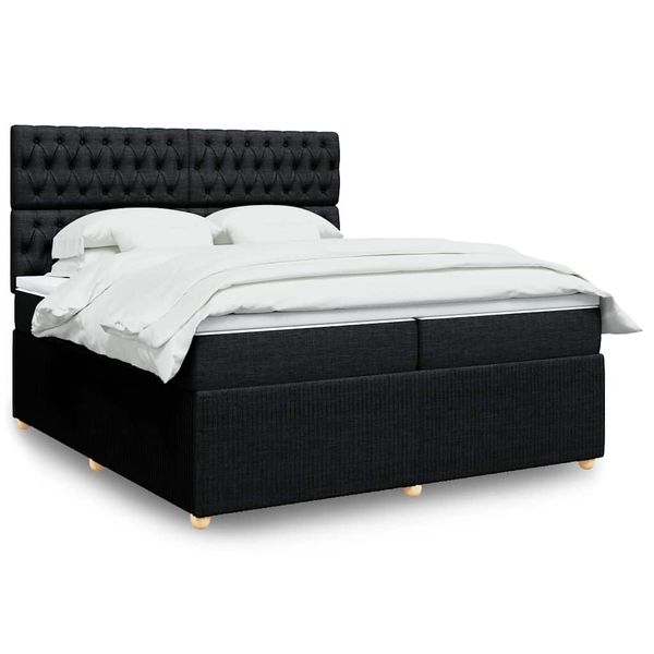 vidaXL Boxspring posteľ s matracom čierna 200x200 cm látka
