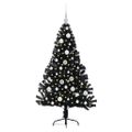vidaXL Umelý predsvietený vianočný stromček Čierna 120 cm PVC