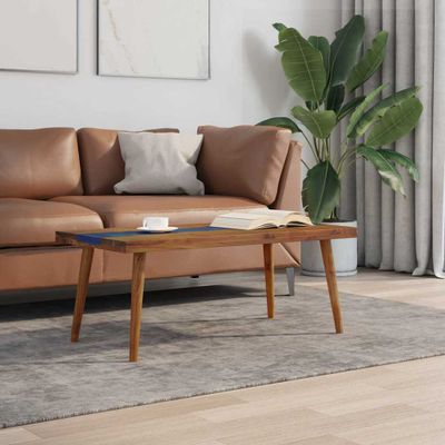 vidaXL Konferenčný stolík z teakového dreva a živice, 100x50x40 cm