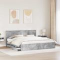 vidaXL Rám postele Betónová šedá 200 x 200 cm Inžinierske drevo
