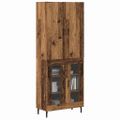 vidaXL Highboard Staré drevo 69,5 x 34 x 180 cm Kompozitné drevo
