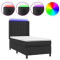 vidaXL Boxspring posteľ s matracom a LED čierna 80x200 cm umelá koža