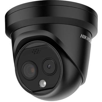 Hikvision IP Turret Termo optická kamera; objektív 2,1mm, IR 15m, Audio, Alarm, blikač; čierna
