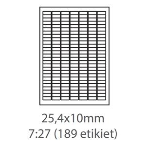 etikety Samolepiace 25,4x10 univerzálne biele 189ks/A4 (100 listov A4/bal.)