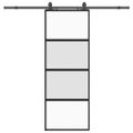vidaXL Posuvné dvere s kovaním čierne 76x205 cm tvrdené sklo
